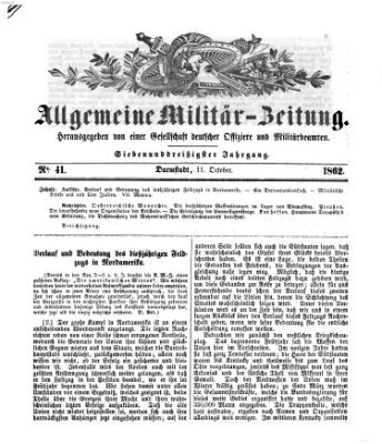 Allgemeine Militär-Zeitung Samstag 11. Oktober 1862