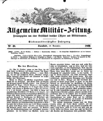 Allgemeine Militär-Zeitung Samstag 29. November 1862