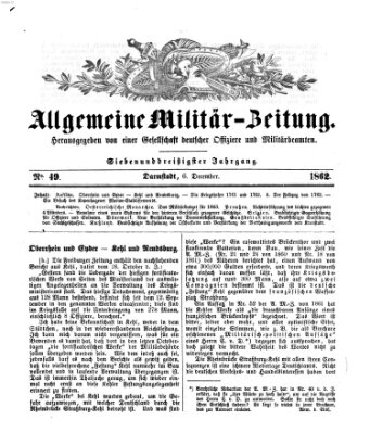 Allgemeine Militär-Zeitung Samstag 6. Dezember 1862