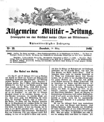 Allgemeine Militär-Zeitung Samstag 28. März 1863