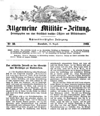 Allgemeine Militär-Zeitung Samstag 15. August 1863