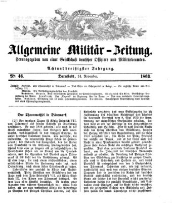 Allgemeine Militär-Zeitung Samstag 14. November 1863