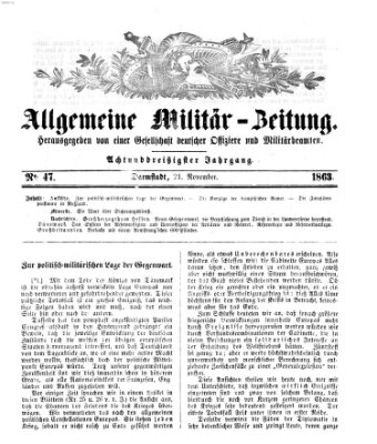 Allgemeine Militär-Zeitung Samstag 21. November 1863