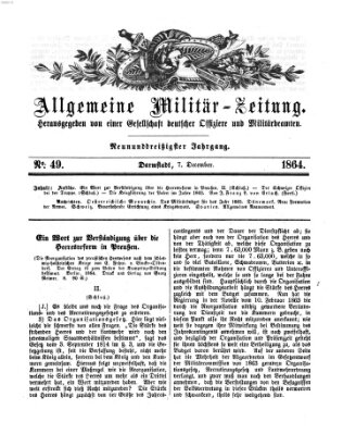 Allgemeine Militär-Zeitung Mittwoch 7. Dezember 1864