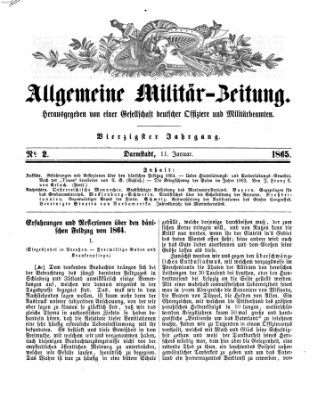 Allgemeine Militär-Zeitung Mittwoch 11. Januar 1865