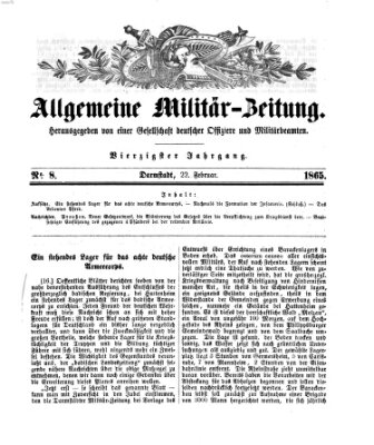 Allgemeine Militär-Zeitung Mittwoch 22. Februar 1865