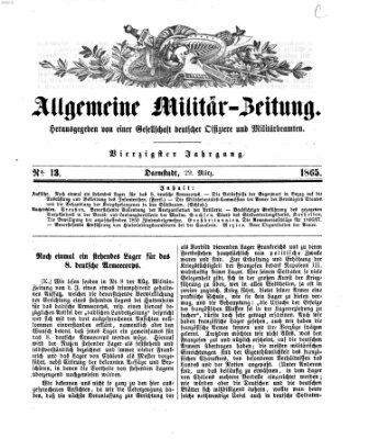 Allgemeine Militär-Zeitung Mittwoch 29. März 1865