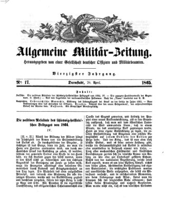 Allgemeine Militär-Zeitung Mittwoch 26. April 1865