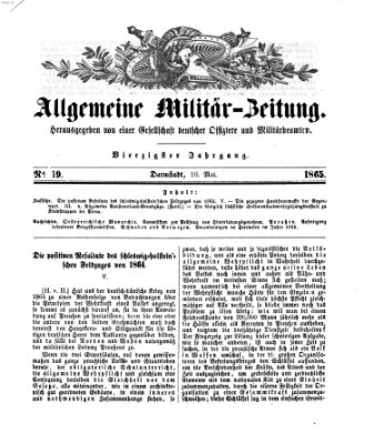 Allgemeine Militär-Zeitung Mittwoch 10. Mai 1865