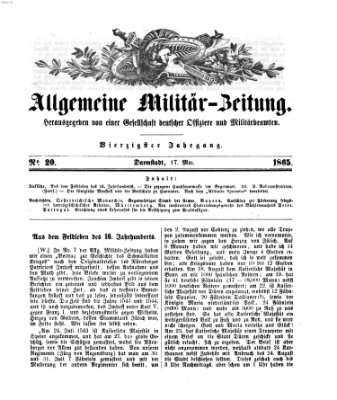 Allgemeine Militär-Zeitung Mittwoch 17. Mai 1865