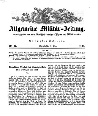 Allgemeine Militär-Zeitung Mittwoch 31. Mai 1865