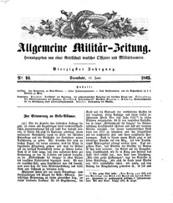 Allgemeine Militär-Zeitung Mittwoch 14. Juni 1865