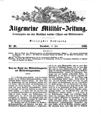 Allgemeine Militär-Zeitung Mittwoch 12. Juli 1865