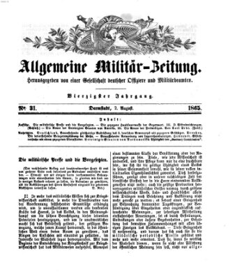 Allgemeine Militär-Zeitung Mittwoch 2. August 1865