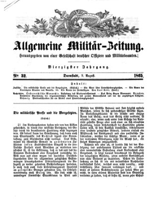 Allgemeine Militär-Zeitung Mittwoch 9. August 1865
