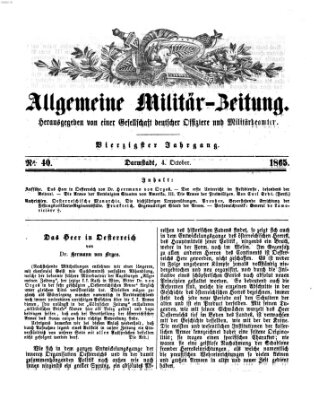 Allgemeine Militär-Zeitung Mittwoch 4. Oktober 1865