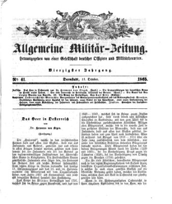 Allgemeine Militär-Zeitung Mittwoch 11. Oktober 1865