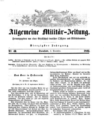 Allgemeine Militär-Zeitung Mittwoch 6. Dezember 1865