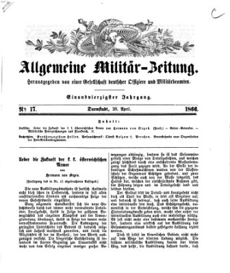 Allgemeine Militär-Zeitung Samstag 28. April 1866