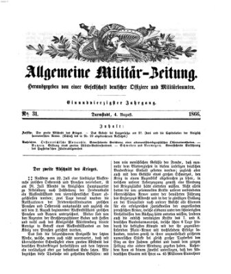 Allgemeine Militär-Zeitung Samstag 4. August 1866