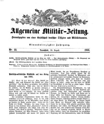 Allgemeine Militär-Zeitung Samstag 18. August 1866