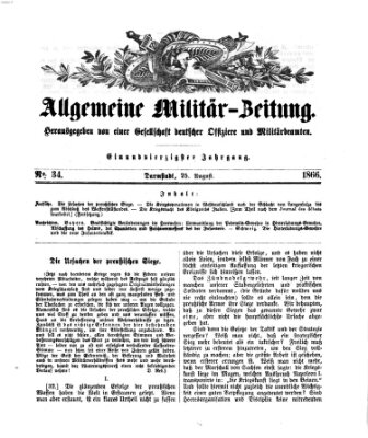 Allgemeine Militär-Zeitung Samstag 25. August 1866