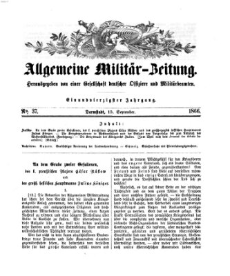 Allgemeine Militär-Zeitung Samstag 15. September 1866