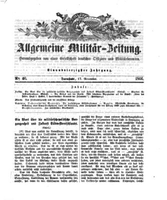 Allgemeine Militär-Zeitung Samstag 17. November 1866