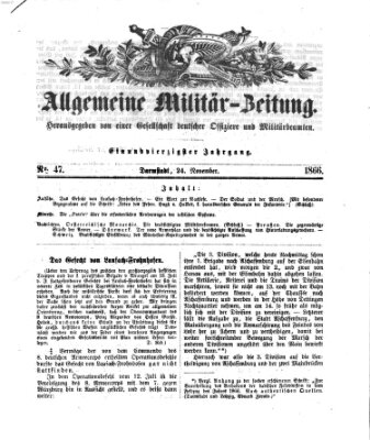 Allgemeine Militär-Zeitung Samstag 24. November 1866