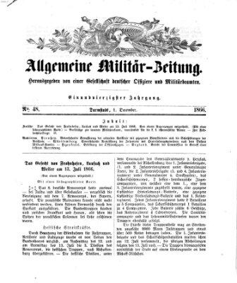 Allgemeine Militär-Zeitung Samstag 1. Dezember 1866