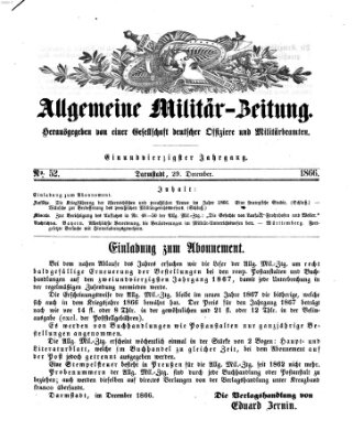 Allgemeine Militär-Zeitung Samstag 29. Dezember 1866