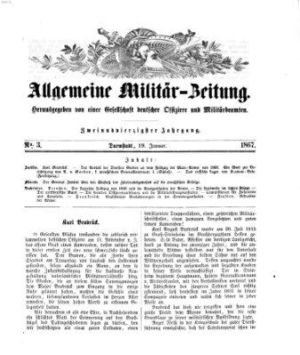 Allgemeine Militär-Zeitung Samstag 19. Januar 1867