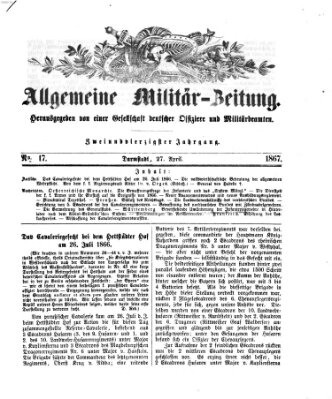 Allgemeine Militär-Zeitung Samstag 27. April 1867