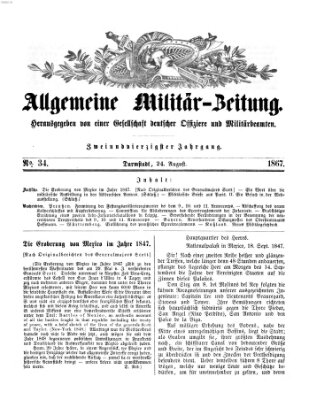 Allgemeine Militär-Zeitung Samstag 24. August 1867