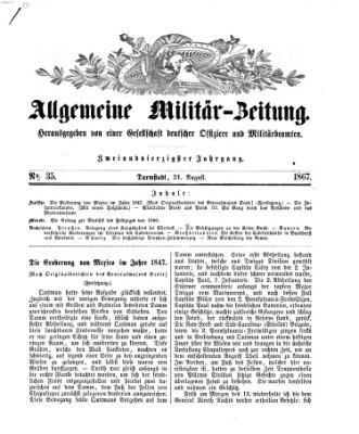 Allgemeine Militär-Zeitung Samstag 31. August 1867