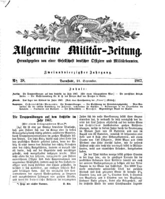 Allgemeine Militär-Zeitung Samstag 21. September 1867