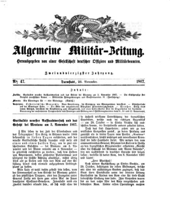 Allgemeine Militär-Zeitung Samstag 23. November 1867