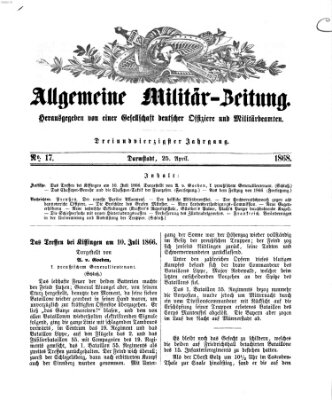 Allgemeine Militär-Zeitung Samstag 25. April 1868