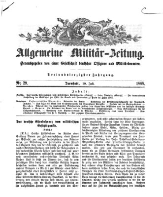 Allgemeine Militär-Zeitung Samstag 18. Juli 1868