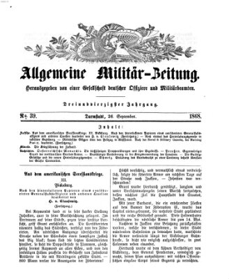 Allgemeine Militär-Zeitung Samstag 26. September 1868