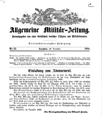 Allgemeine Militär-Zeitung Samstag 26. Dezember 1868