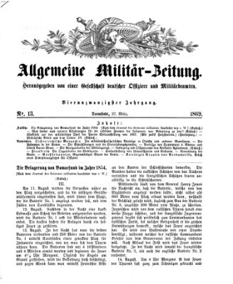 Allgemeine Militär-Zeitung Samstag 27. März 1869