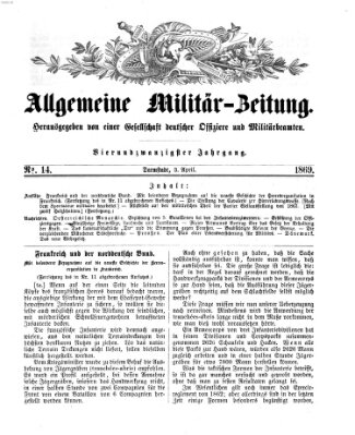 Allgemeine Militär-Zeitung Samstag 3. April 1869