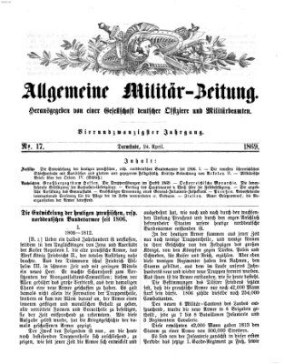 Allgemeine Militär-Zeitung Samstag 24. April 1869