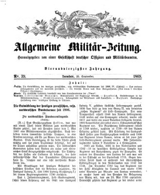 Allgemeine Militär-Zeitung Samstag 25. September 1869