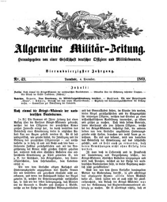 Allgemeine Militär-Zeitung Samstag 4. Dezember 1869