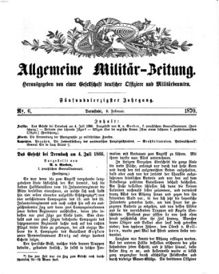 Allgemeine Militär-Zeitung Mittwoch 9. Februar 1870