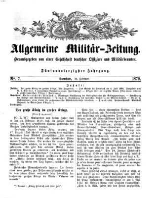 Allgemeine Militär-Zeitung Mittwoch 16. Februar 1870