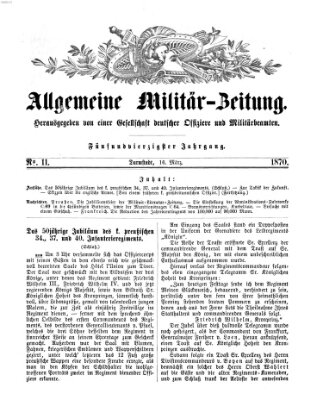 Allgemeine Militär-Zeitung Mittwoch 16. März 1870