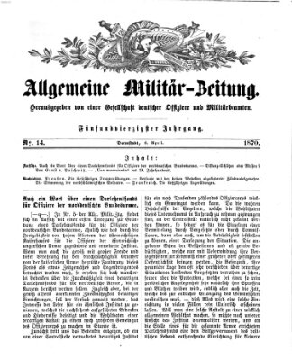 Allgemeine Militär-Zeitung Mittwoch 6. April 1870